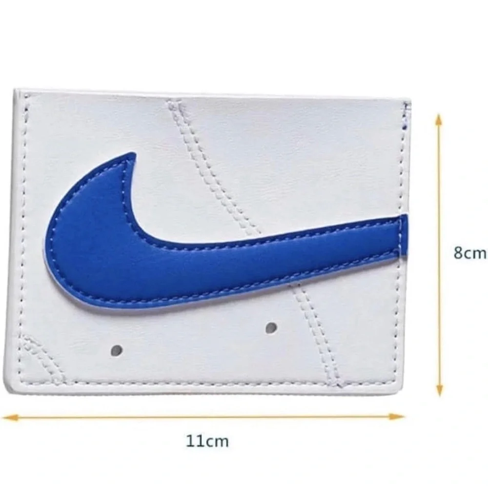 Nike Air Force 1 Unisex Slim Card Wallet White/Blue Leather Icon Swoosh